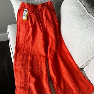 Bennetton new orange linen pants trousers